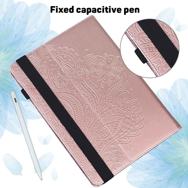 Apple iPad 10.9 2022 Vikbart fodral korthållare Blommor - Rose Gold Rosa guld