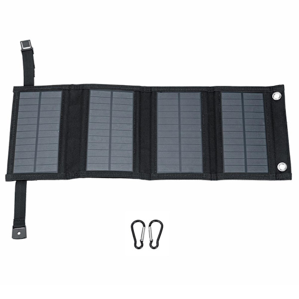 20W Bærbar Solcellepanel Strømstasjon Generator USB-lader Black
