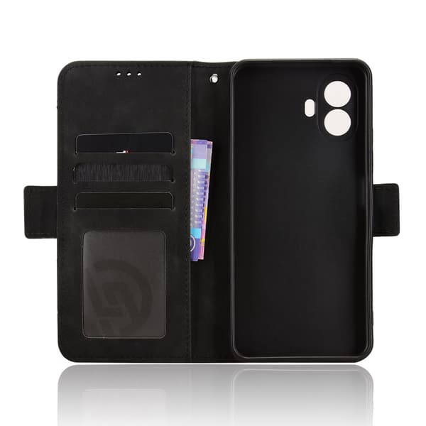 Til TCL K70 SE 4G Pung Cover med Kortholder og Stander Sort sort