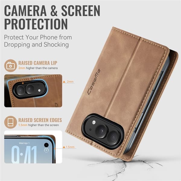 CASEME Telefonlommebokdeksel til iPhone Duo Brown