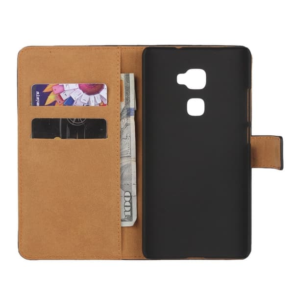 Huawei Mate S Wallet Genuine Split Leather Suojakuori Black