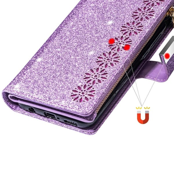 For Samsung Galaxy S25+ Etui Stjernehimmel Gravert Lommebokdeksel Purple