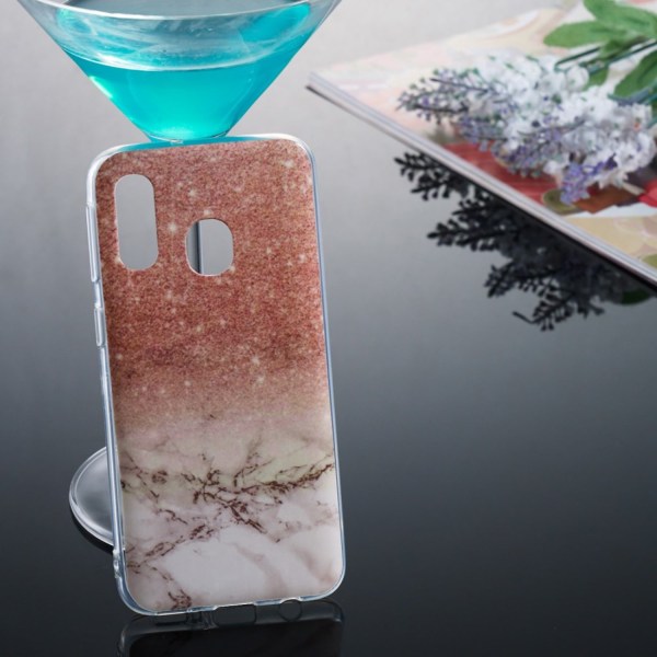 Marble Pattern IMD TPU Soft Back Case for Samsung Galaxy A40 - Style D Black
