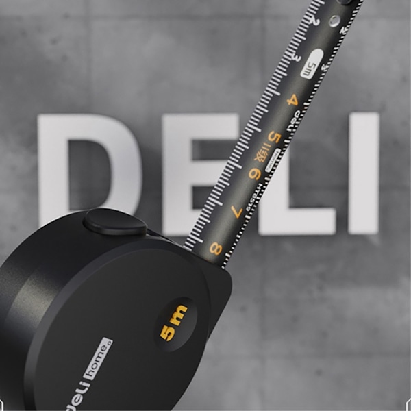 DELI itselukittuva mittanauha erittäin tarkka teräksinen viivain - musta / 3m Black one size