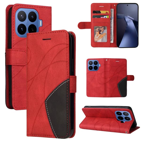 Til Xiaomi 17T Lommebokdeksel Bi-colour Red