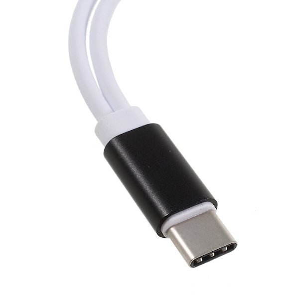 USB typ C 3,5mm Aux Audio Laddning USB hona Port Splitter Svart