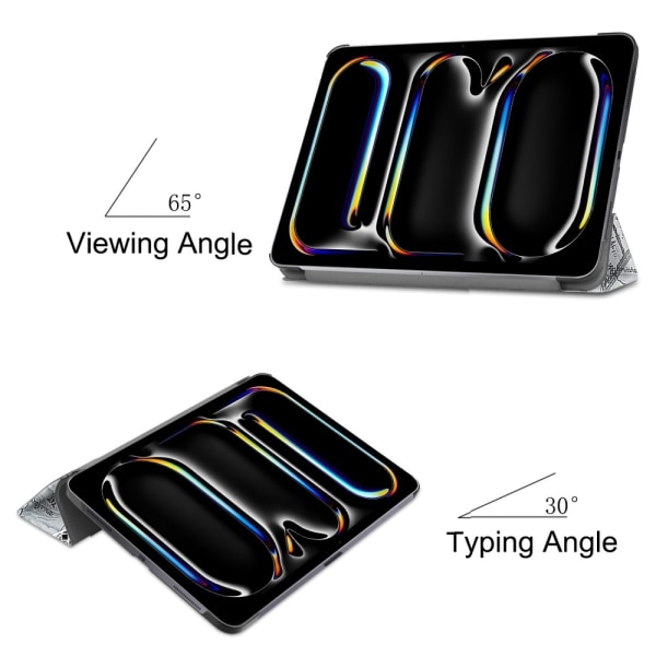 iPad Pro 11 (2024) Kotelo Auto Herää / Nuku Kolminkertainen Taittojalusta Tabletin Suoja - Tower Multicolor