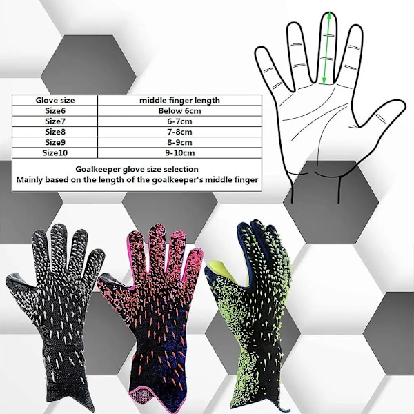1 par Tykke Latex Palm Målmandshandsker Anti-Slip fodboldtræning - størrelse 8 Green