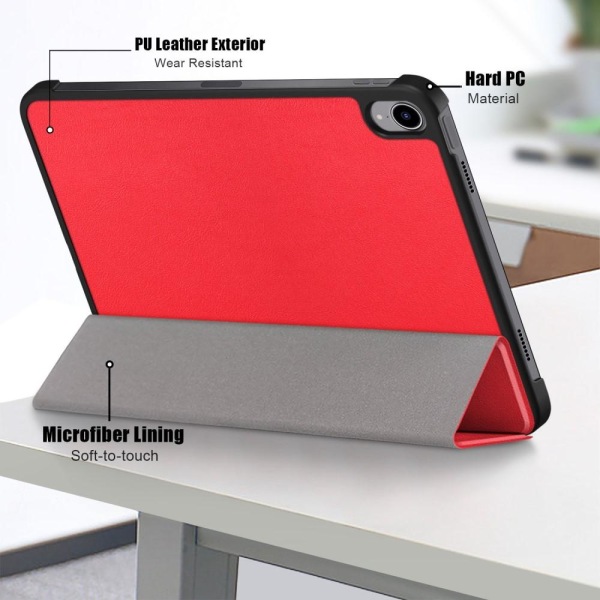 Trifoldet stativetui til iPad 10.9 (2022) Tabletcover - Rød Red