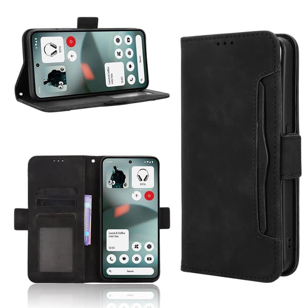 Pungcover til Nothing Phone (3a) Lite 5G med flere kortpladser - Sort Black