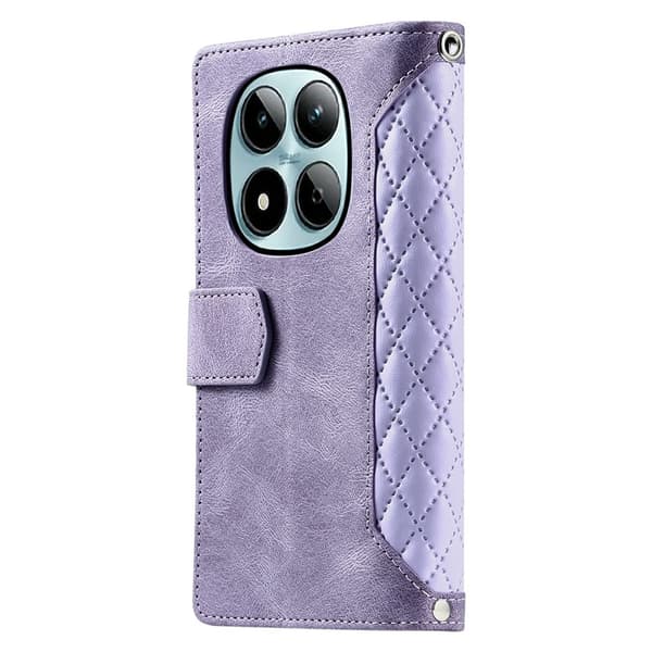 Til Xiaomi Redmi Note 15 Pro 5G Zipper Wallet Case Rhombus Telefoncover Purple