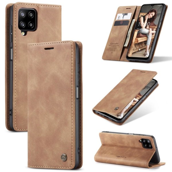 CASEME Retro Lompakkokotelo Samsung Galaxy A12 - Ruskea Brown