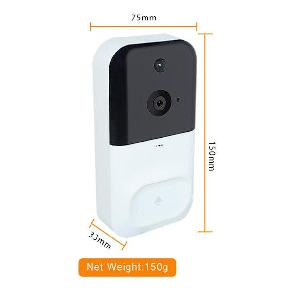WiFi 1080P Rörelsedetektering Dörrklocka Kamera för hemsäkerhet Svart