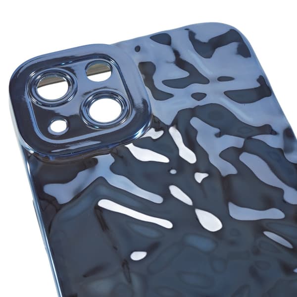 TPU-etui for iPhone 15 med elektroplettering, rynket og ujevn overflate - Blå Blue