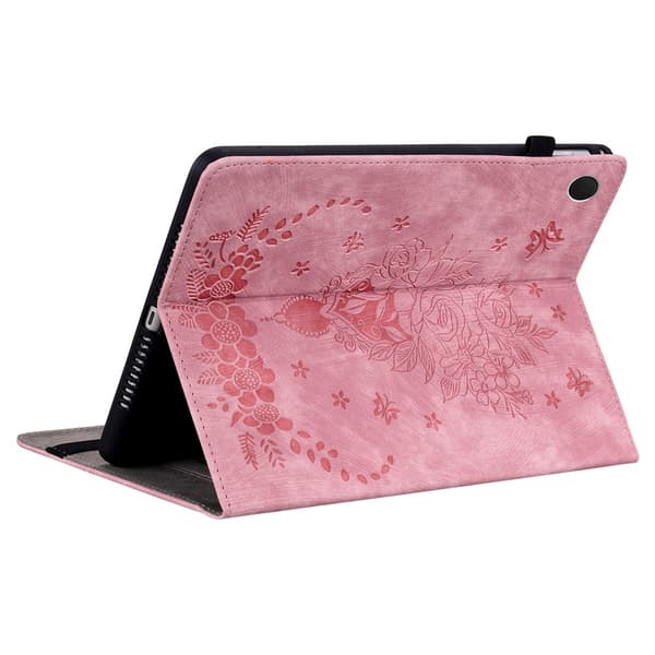 För Samsung Galaxy Tab A11 Fodral Skydd Med Rosblomsprägling - Rosa Rosa