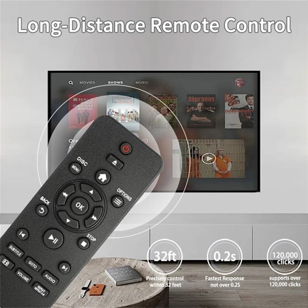 Fjernkontroll erstatning for RC-5721 for Philips DVD Black