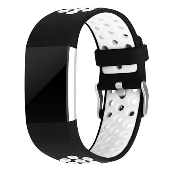 Silikonstropp til Fitbit Charge 2 - Hvid/Svart Black