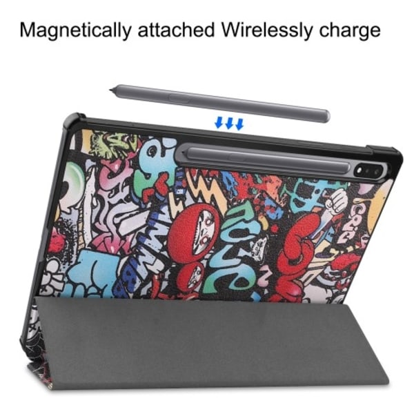 Kolmen taittotelineen älykotelo Samsung Galaxy Tab S10+ (S10 Plus) -puhelimelle Multicolor
