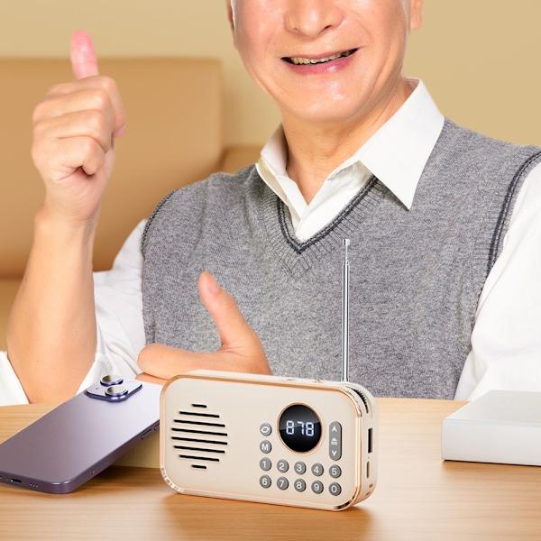 Bluetooth 5.0 FM-radio 3,5 mm äänikaapeli TF Card U -levy Beige