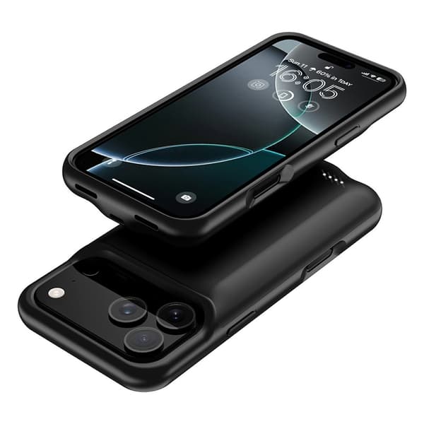 Ladetui  For iPhone 17 Pro Max 6000mAh oppladbart batterideksel Powerbank Transparent