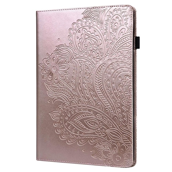 Apple iPad 10.9 2022 Vikbart fodral korthållare Blommor - Rose Gold Rosa guld