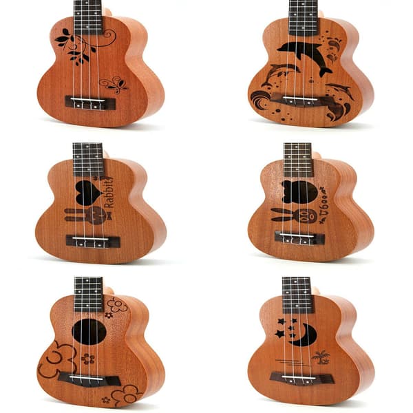 Sapele Ukulele 4-strängad Musikinstrument Brun