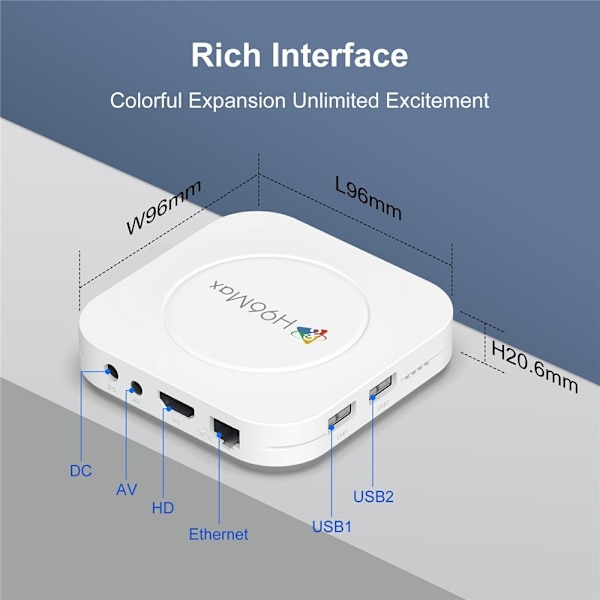 H96 MAX M1 Plus 8K Android TV-boks 4+32GB WiFi6 BT5.4 Taleassistent Mediaspiller White
