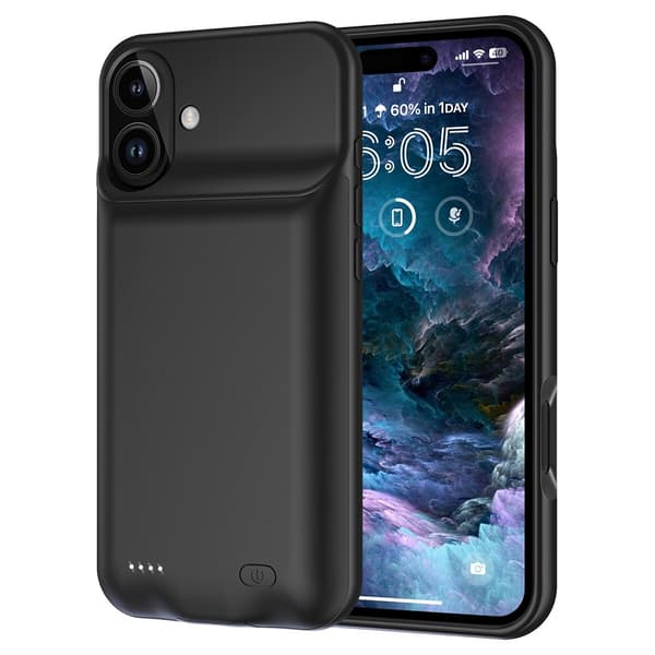 Laderetui med 7000 mAh oppladbart batteri for iPhone 16 Transparent