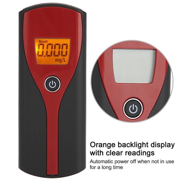 Digital alkoholtestare detektor Beröringsfri rattfylleri alkotestare alkometer Röd
