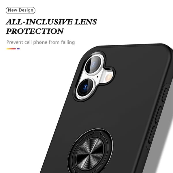 For iPhone 17 Hybrid-deksel med Fingerring Black