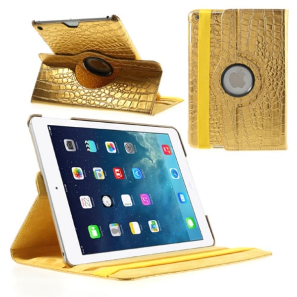 Fodral iPad Air / iPad 9.7 2017 & 2018 360 rotation Krokodil Guld Guld