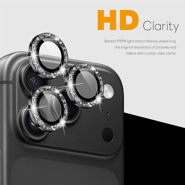 NORTHJO Glitrende kameralinsebeskyttelse til iPhone 18 Pro / 18 Pro Max Black