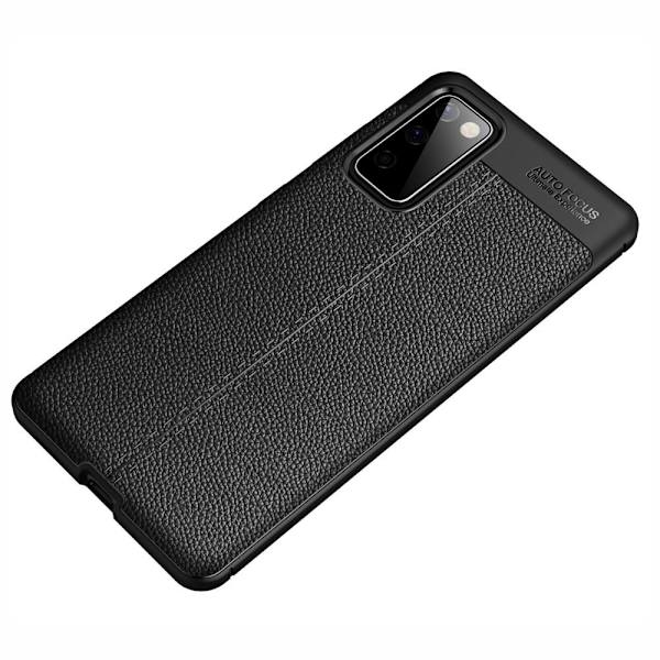 Samsung Galaxy S20 FE TPU Kotelo Kuori Litchi Tekstuuri - Musta Black