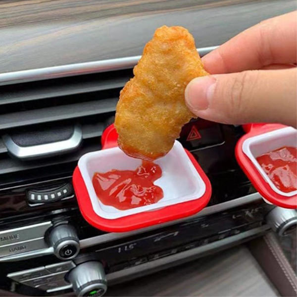 Car Sauce Holder Air Vent Sauce Holder Removable Dipping Sauces Container - Red Red