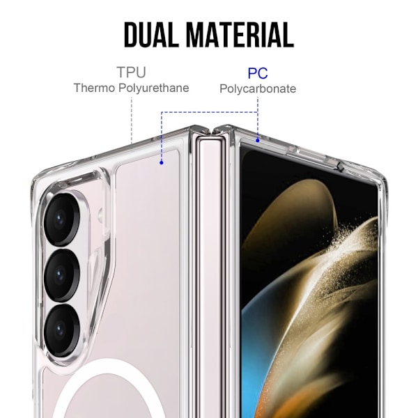 För Samsung Galaxy Z Fold6 5G Skal Kompatibelt med MagSafe Transparent Mobilskal Transparent