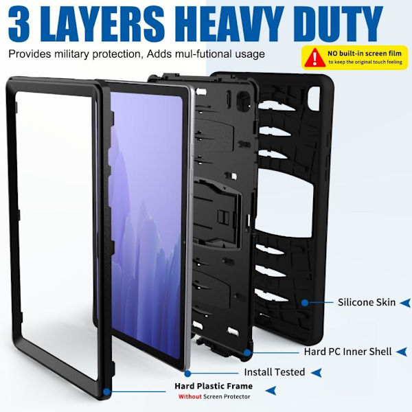 Samsung Galaxy Tab S6 Lite Heavy Duty Armor skal med axelrem Svart