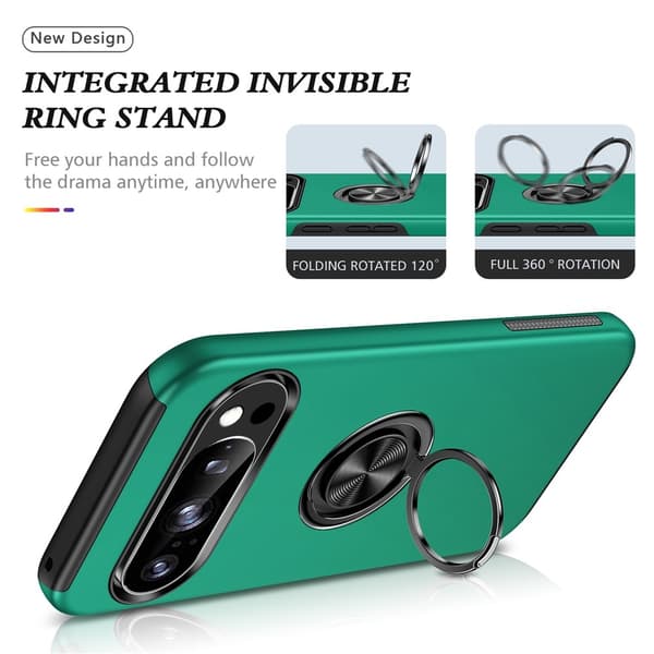 Til Pixel 10 Pro / Pixel 10 Deksel Hybriddeksel med Finger Ring - Green