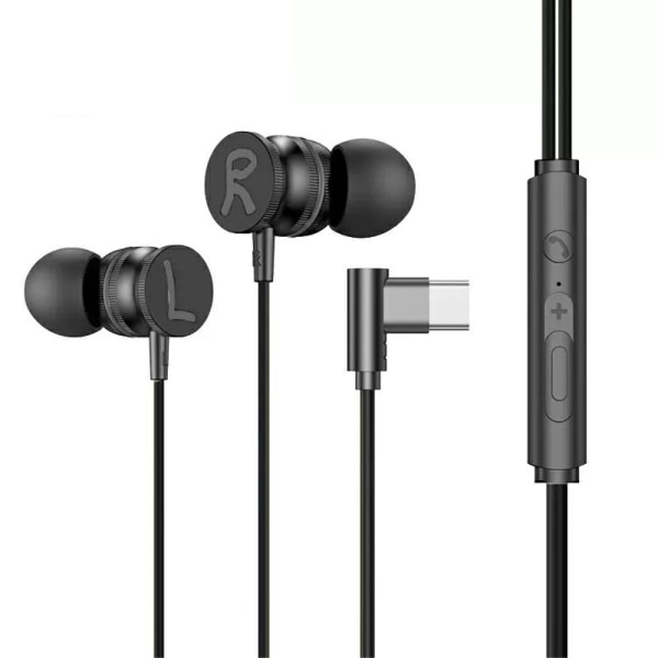 USB-C Hörlurar med Mic Magnetic In-ear Gaming Hörlurar - Svart Svart