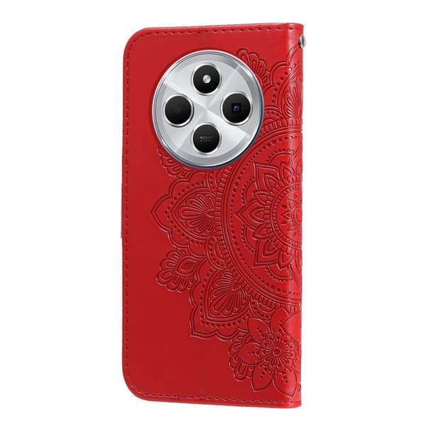 For Xiaomi Redmi 14C Veske Blomster Telefondeksel Red