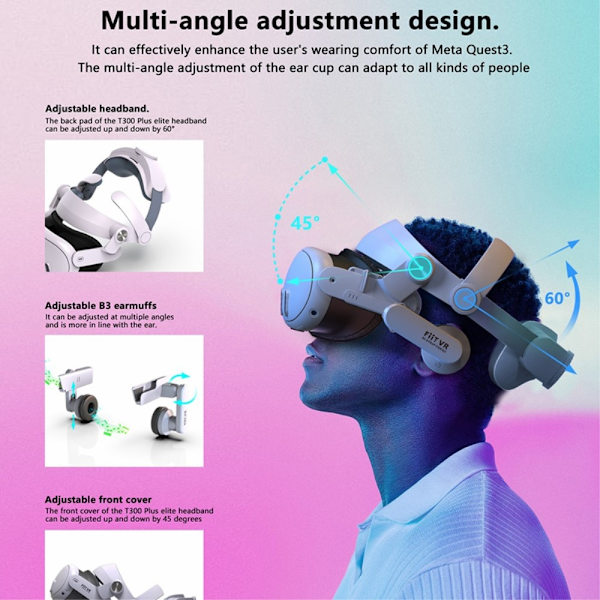 Meta Quest 3 VR Hovedbøjle Frontbeskyttelse høreværn White