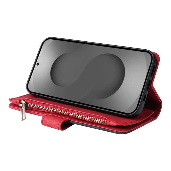 Til Samsung Galaxy S26 Ultra Lommebokdeksel med Glidelås og Håndleddsrem Stativ Red