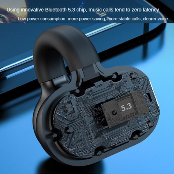 Clip-On Öra Bluetooth 5.3 headset brusreducerande trådlös hörlur Svart