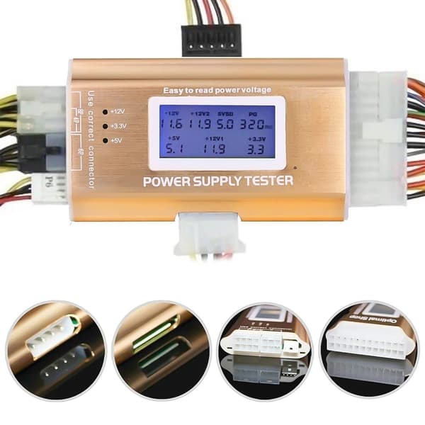 LCD Display ATX Power Tester Desktop Computer Power Test Tool Gold