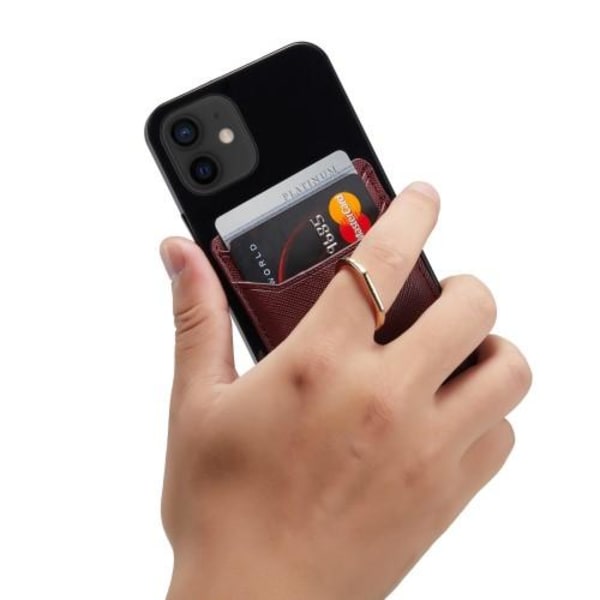 MUXMA-kortinpidikkeen rengasteline RFID-estävä liimainen luottokorttipaikka - viininpunainen Red