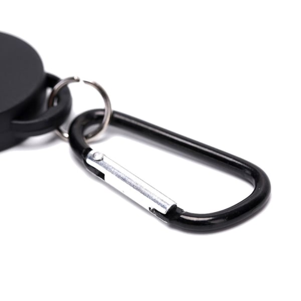 Optrækkelig nøglering Badge Reel Holder Karabinhage Clip - Sort Black