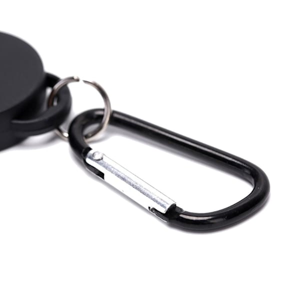 Retractable Key Chain Badge Reel Holder Carabiner Clip - Black Black