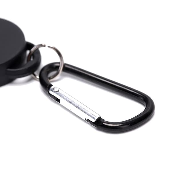 Retractable Key Chain Badge Reel Holder Carabiner Clip - Musta Black