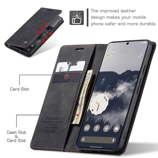 CASEME Puhelimen lompakkokotelo jalustalla Google Pixel 11 Pro ja Google Pixel 11 Black