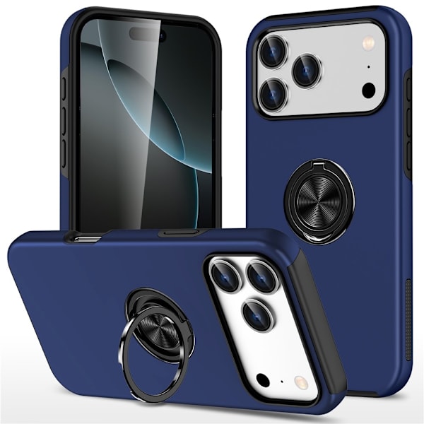 For iPhone 17 Pro Hybrid-deksel med Fingerring Blue