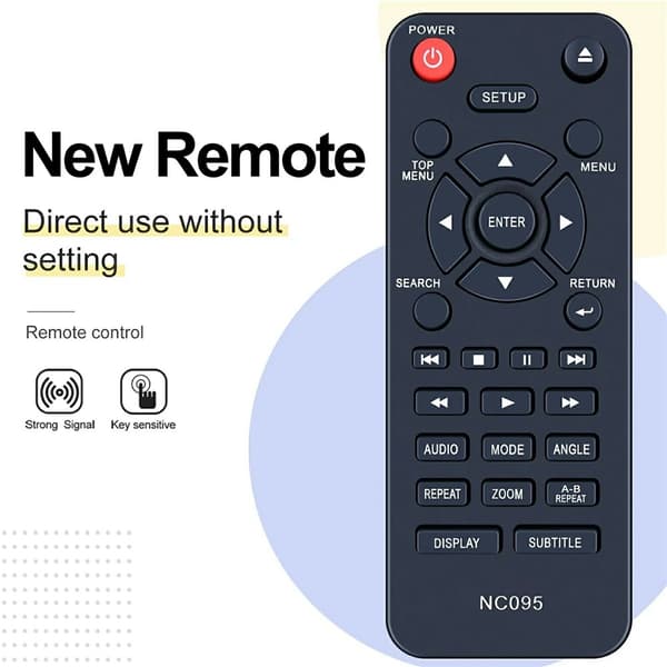 Fjernkontroll erstatning for NC095 for Sanyo DVD-spiller Black